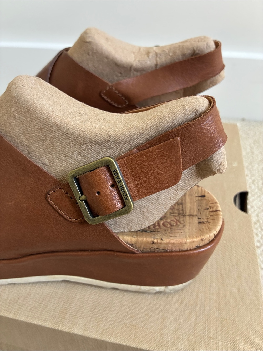 Kork-Ease Brown Leather Chloe Crisscross Wedge Sandals great condition size 9 - Picture 6 of 7